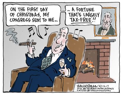Political cartoon U.S. GOP tax reform wealthy