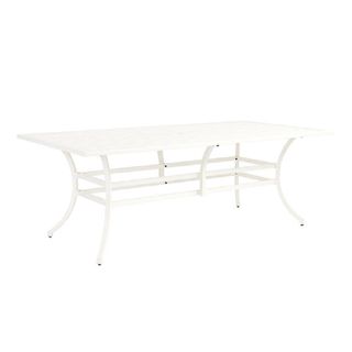 A white powder coated dining table