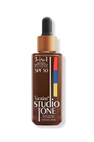 A bottle of Vacation Studio Tone 3-In-1 bronzing drops.