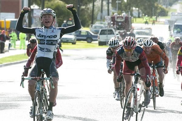 Patrick Lane (Team Jayco Skins) takes out stage three of the tour in Grovedale.