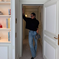 Influencer wearing flared jeans