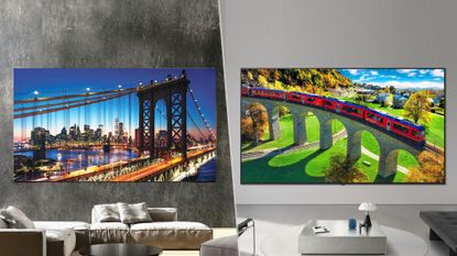 A Micro-LED vs Micro RGB on a living room wall.