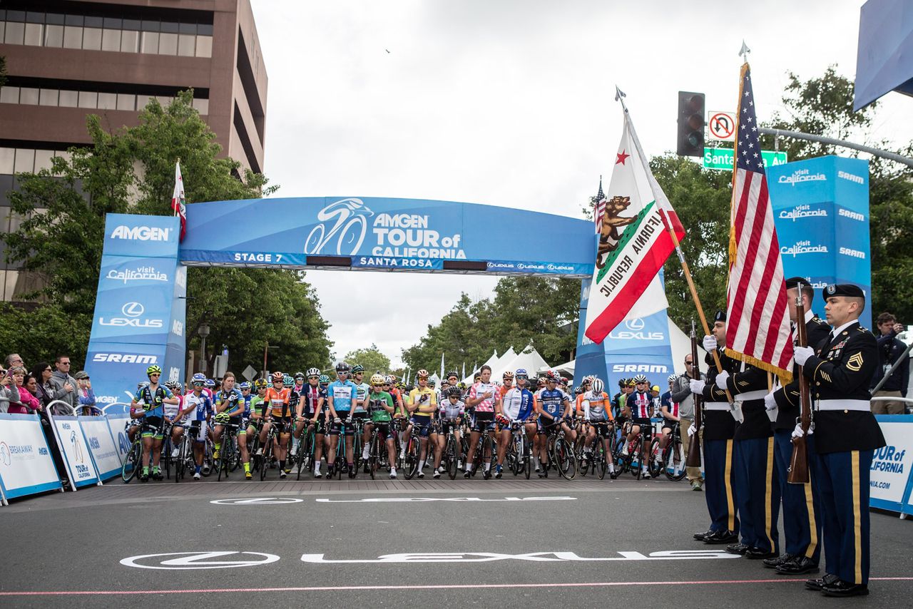 The women get ready for the start