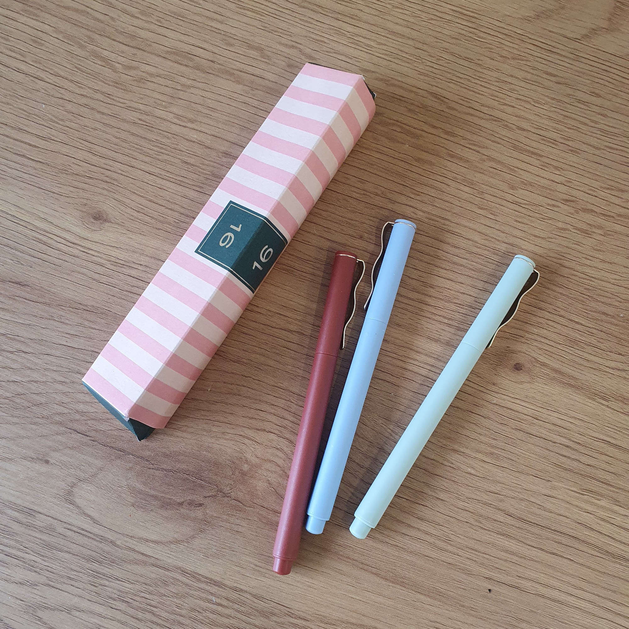 Three colourful pens from the Papier stationery advent calendar 2025