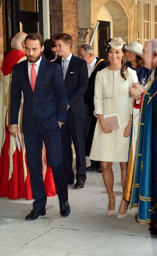 ippa and James Middleton leave the Chapel Royal in St James's Palace, after the christening of the three month-old Prince George of Cambridge