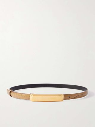 Croc-Effect Leather Belt