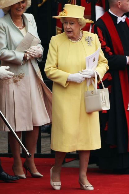 Queen Elizabeth wore bright yellow to Kate's wedding.