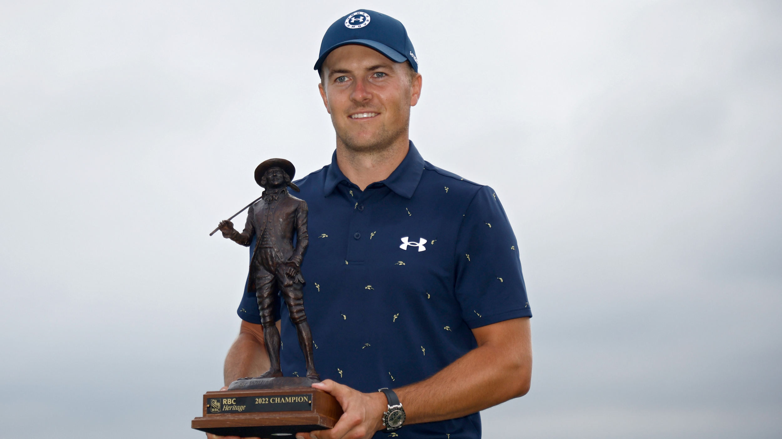 Jordan Spieth with the RBC Heritage trophy