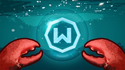 Windscribe graphic showing its VPN logo underwater with a pair of red crab claws