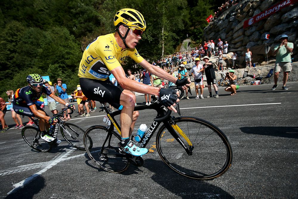 Chris Froome takes a corner during stage 11.