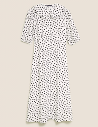 Polka Dot Collared Midi Dress: