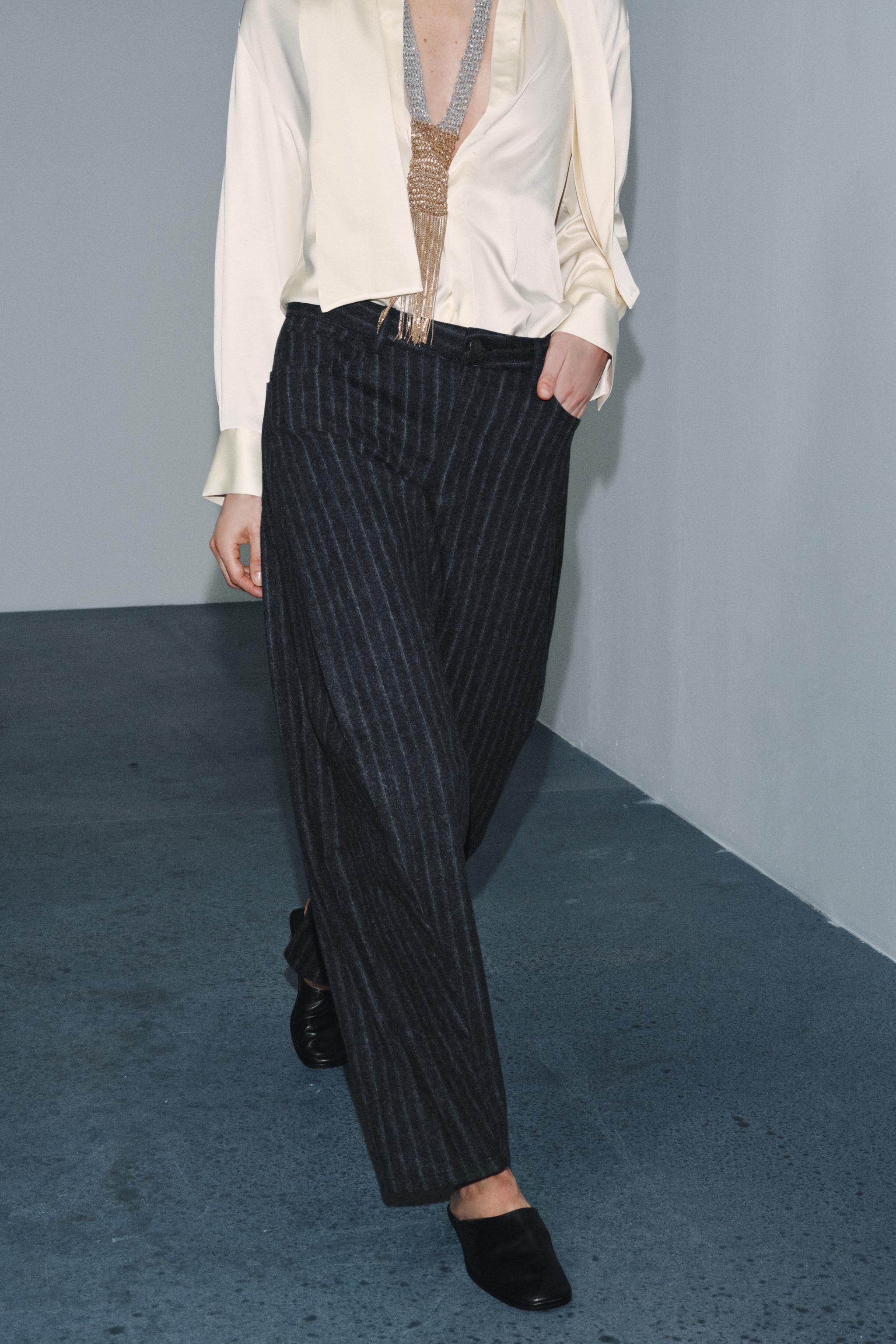 Zw Collection Striped Balloon Trousers