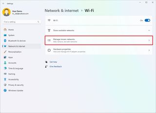 Open Manage known networks