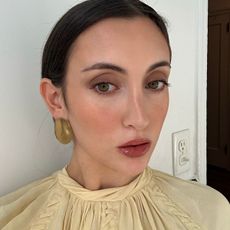 Photos of Alyssa Brascia wearing and holding brown mascara.