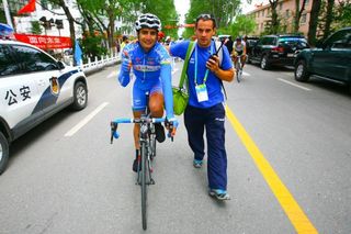 Stage 5 winner, Juan Jose Lobato after finishing line today