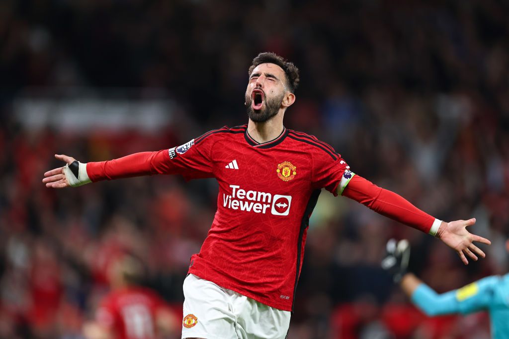 Bruno Fernandes of Manchester United celebrates a goal