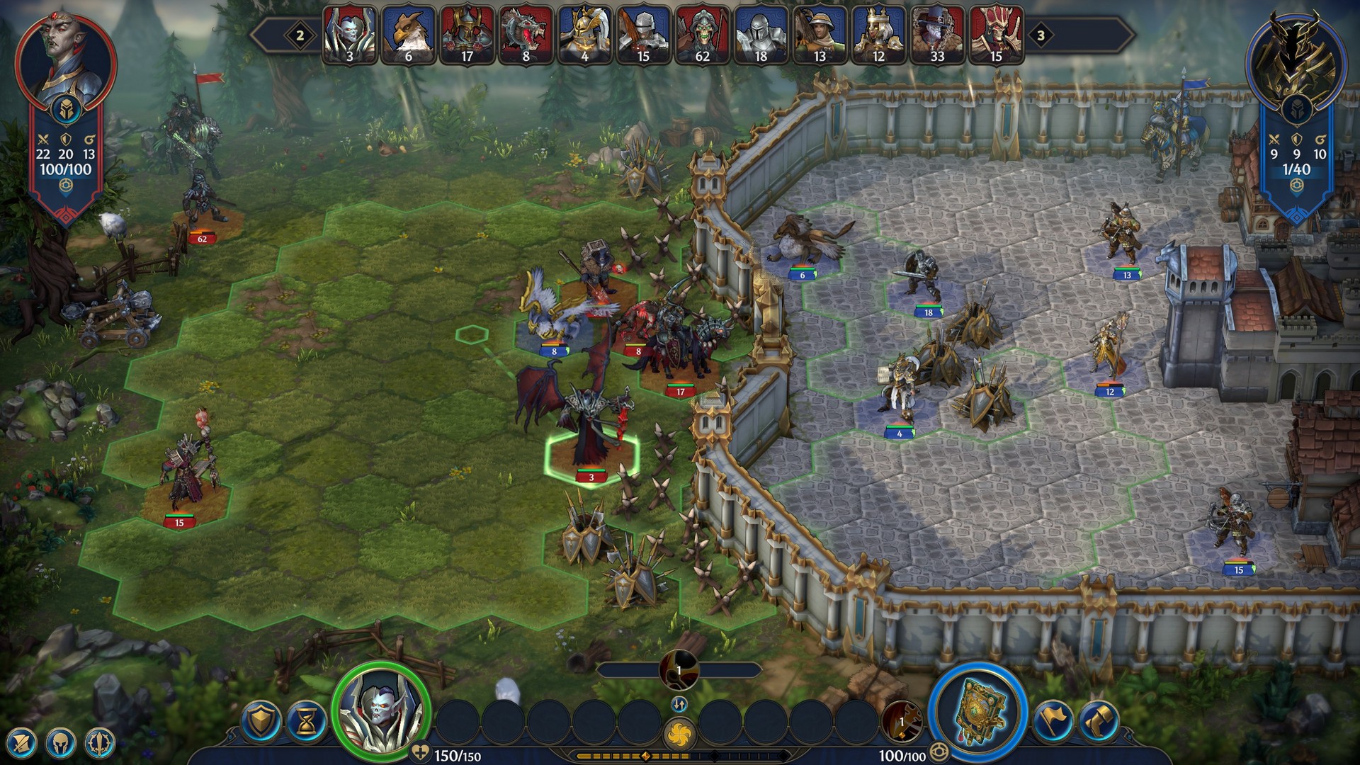 A necropolis faction sieges Temple in Heroes of Might and Magic: Olden Era