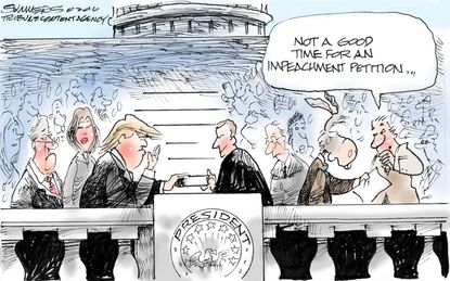 Political cartoon U.S. Donald Trump inauguration Democrats impeachment
