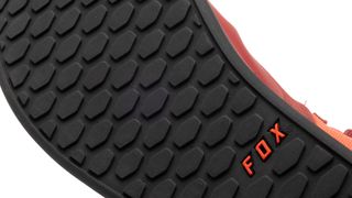 Close up view of the sole on the new Fox Racing Union Canvas MTB shoe