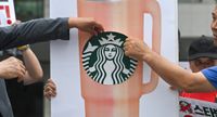 A protest against Starbucks in South Korea