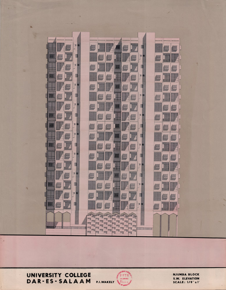 Image from the AA Department of Tropical Architecture Archive showing drawing of concrete 20th century building