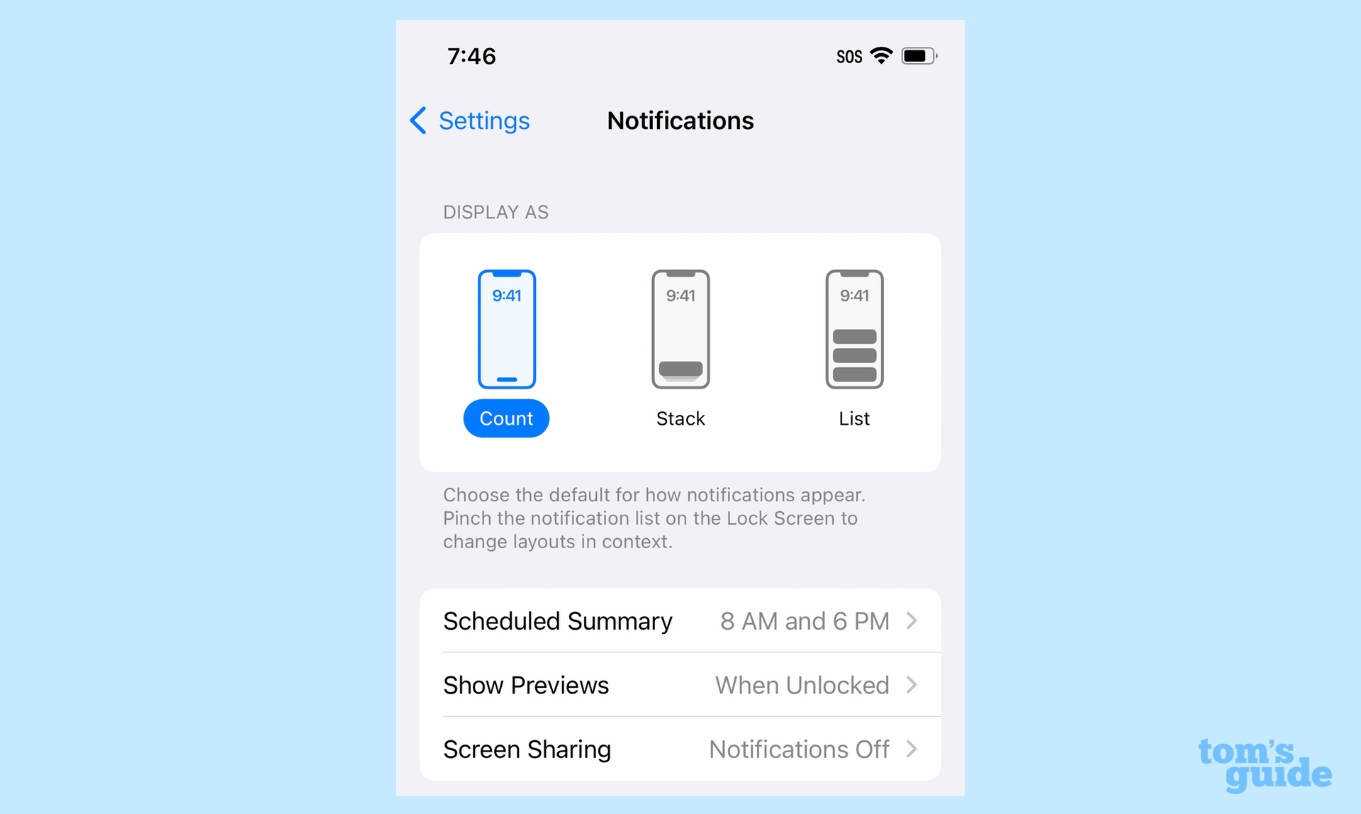 iOS 16 notification style