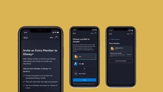 Disney Plus pass-wording sharing between phones on yellow background