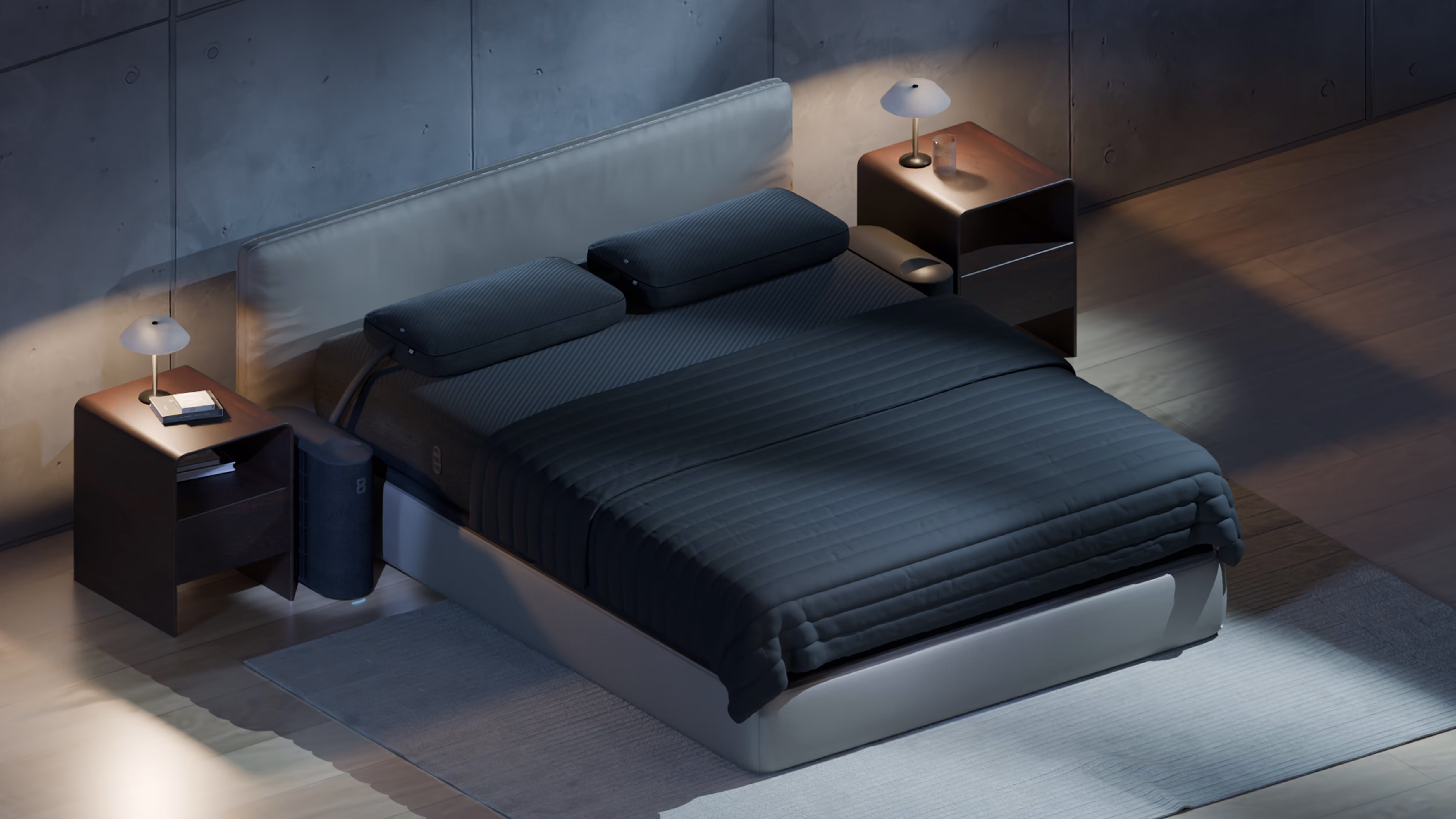 An Eight Sleep mattress and bed in a bedroom