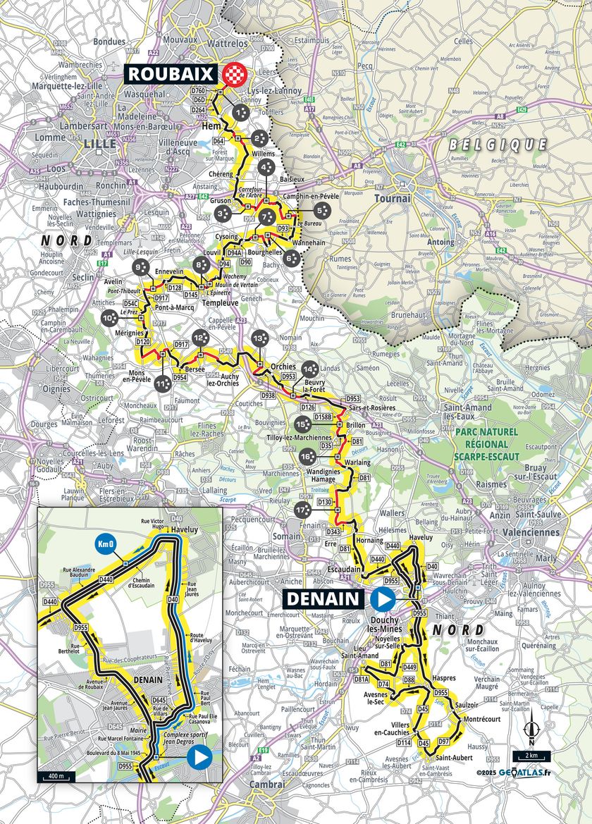 2025 Paris-Roubaix Femmes map