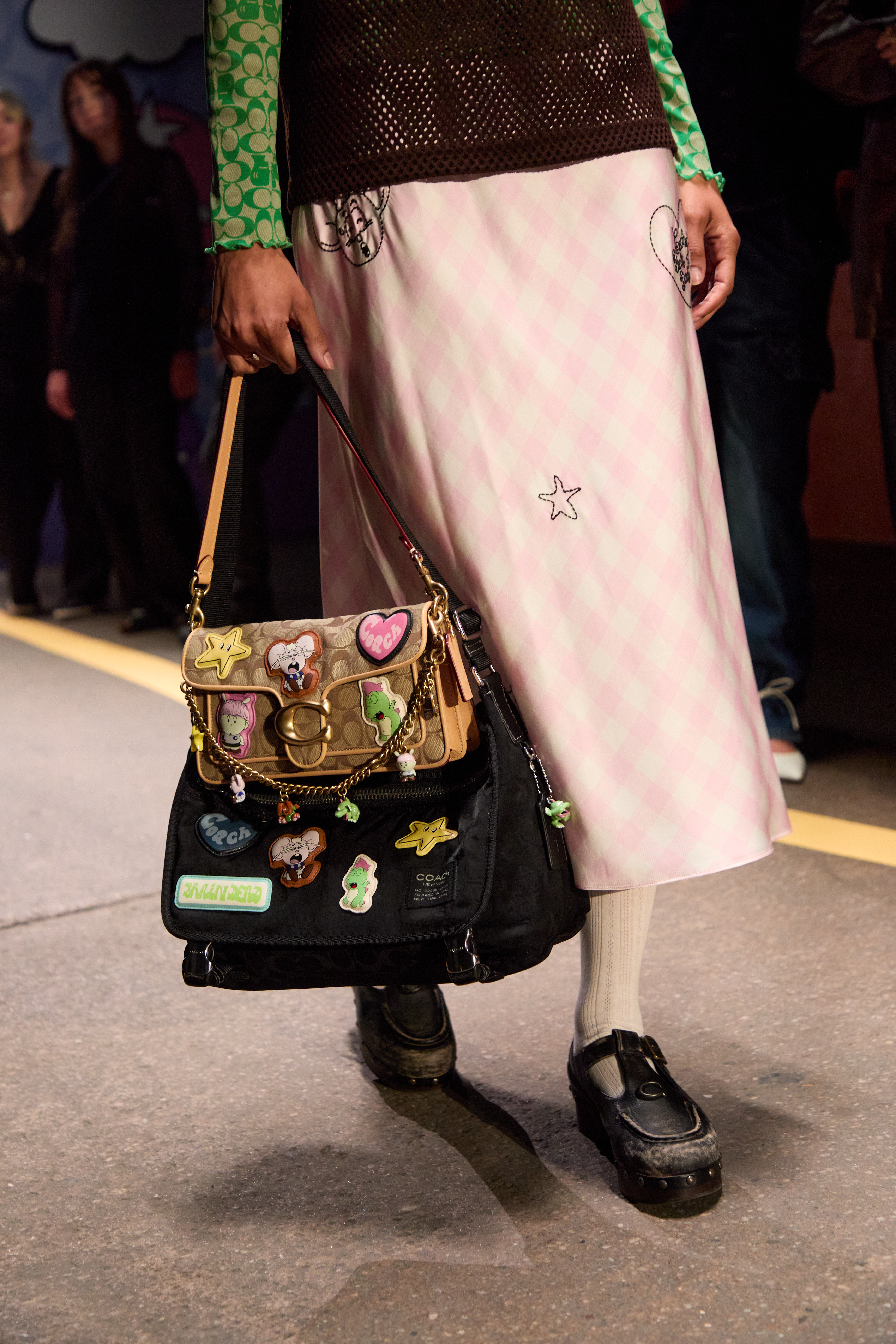 Coach x Brain Dead capsule collection 2026 runway model.