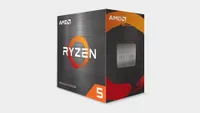 Ryzen 5 5600X processor in box on grey 