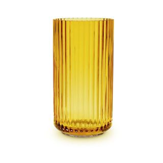 Tall cylindrical fluted vase in citrine