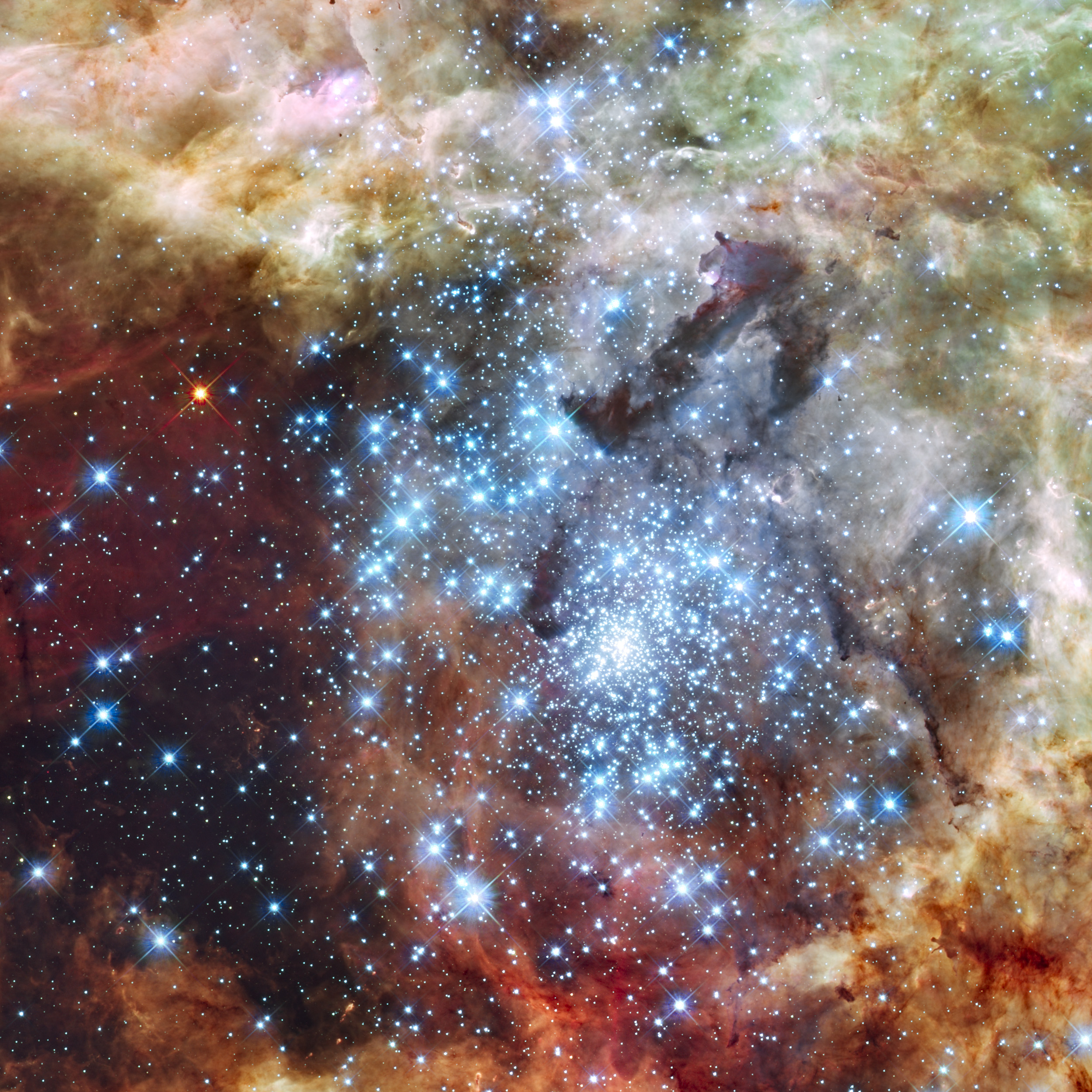A James Webb Space Telescope image of the nebula 30 Doradus, a turbulent star-forming region in the Large Magellanic Cloud