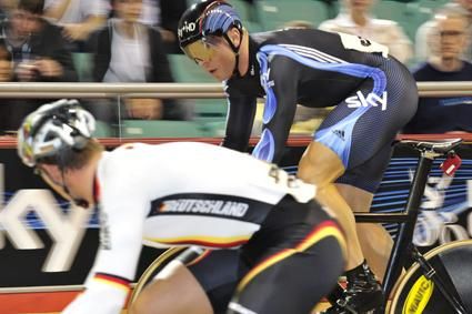 Sir Chris Hoy watches his rival
