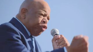 John Lewis giving a speech in John Lewis: Good Trouble.