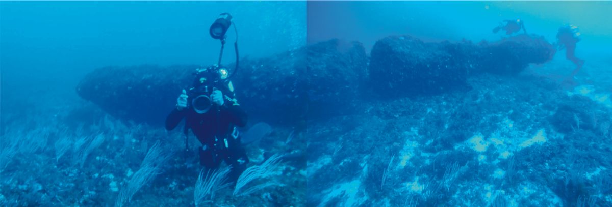 underwater stone monolith