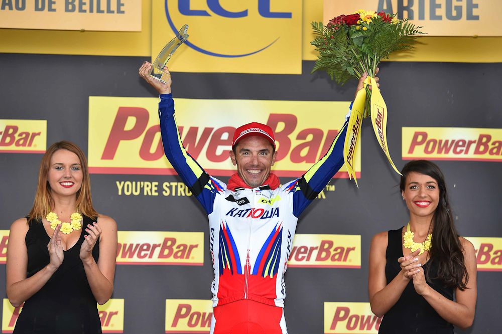 Joaquim Rodr&iacute;guez on the stage 12 podium.