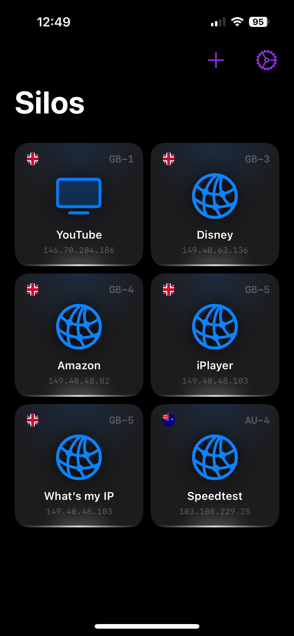An image displaying Psylo's tabs within the app.