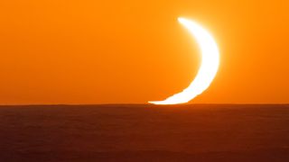 A view of a solar eclipse in action.