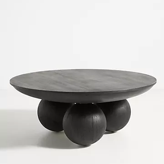 black coffee table with round ball base