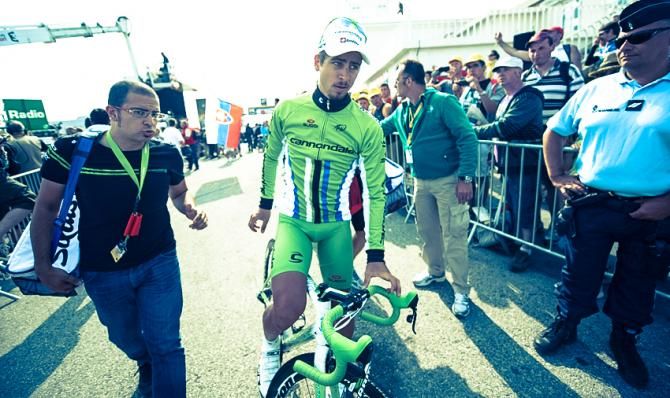 Points leader Peter Sagan (Cannondale) atop Mont Ventoux