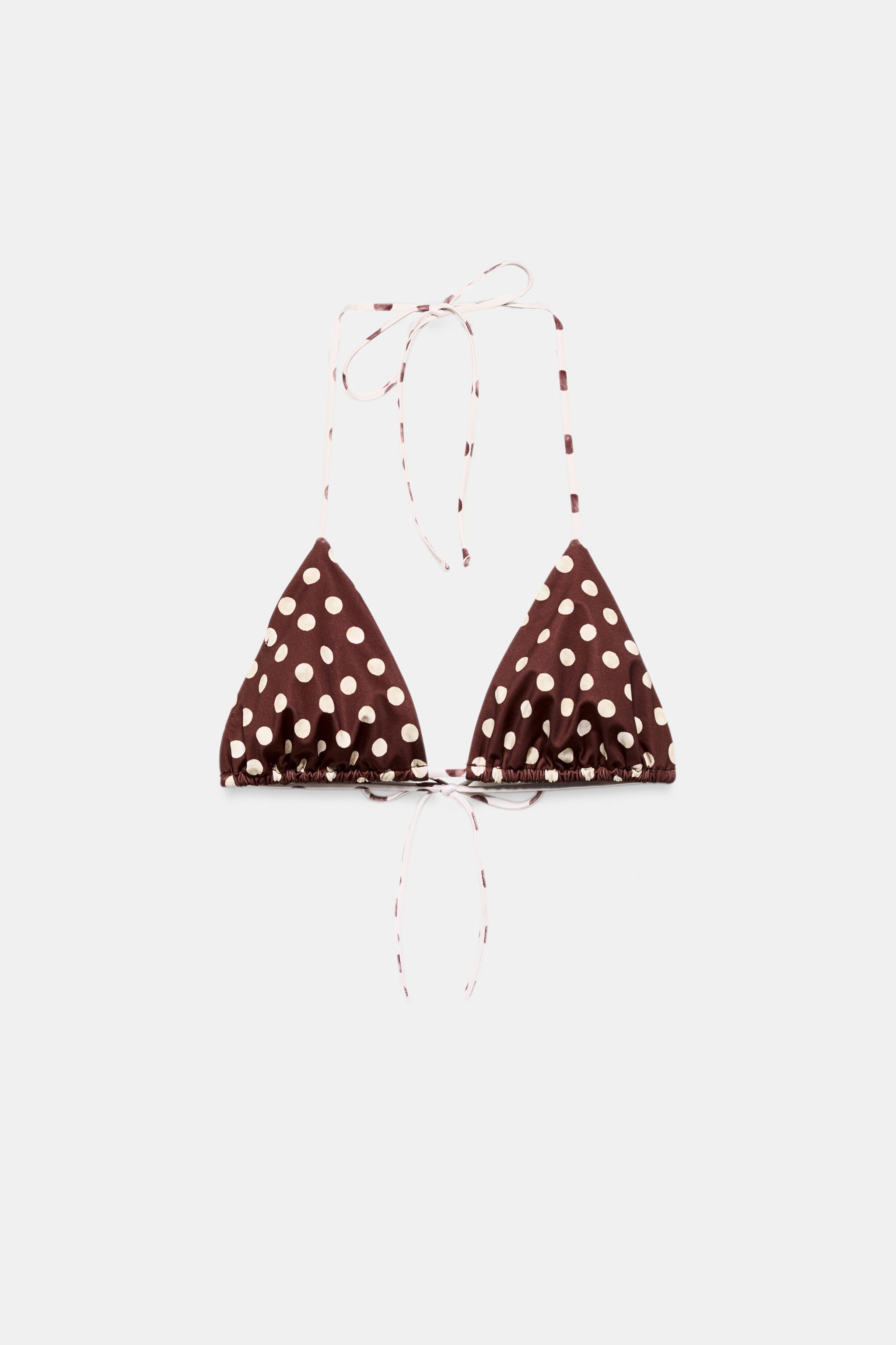 Polka Dot Print Triangle Bikini Top