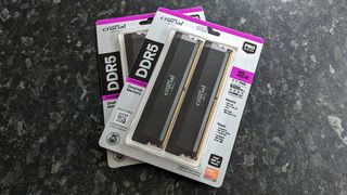 Crucial Pro Series Overclocking Edition DDR5 RAM in boxes for a total of 64GB