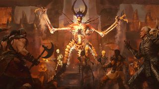 A demon towers over its foes in some Diablo 2: Resurrected concept art