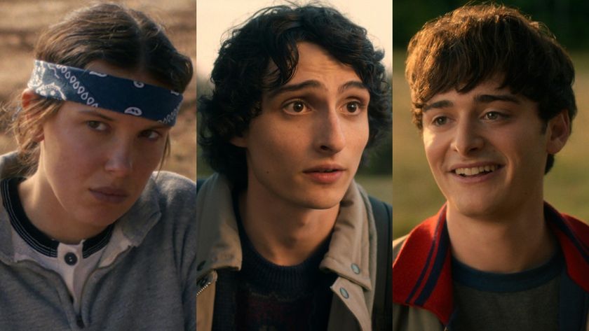 From left to right: Millie Bobby Brown as Eleven, Finn Wolfhard as Mike and Noah Schnapp as Will in Season 5 of Stranger Things. 