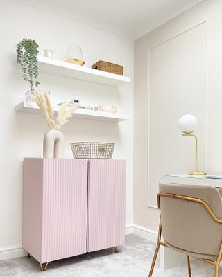 Ikea Ivar hacks pink office cabinet
