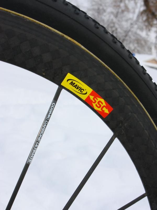 The Mavic Cosmic Carbone Ultimate wheels are superlight and surprisingly stiff but the rims also have the side benefit of being completely sealed from dirt and moisture.