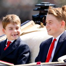 Prince George and Prince Louis climbing rocks