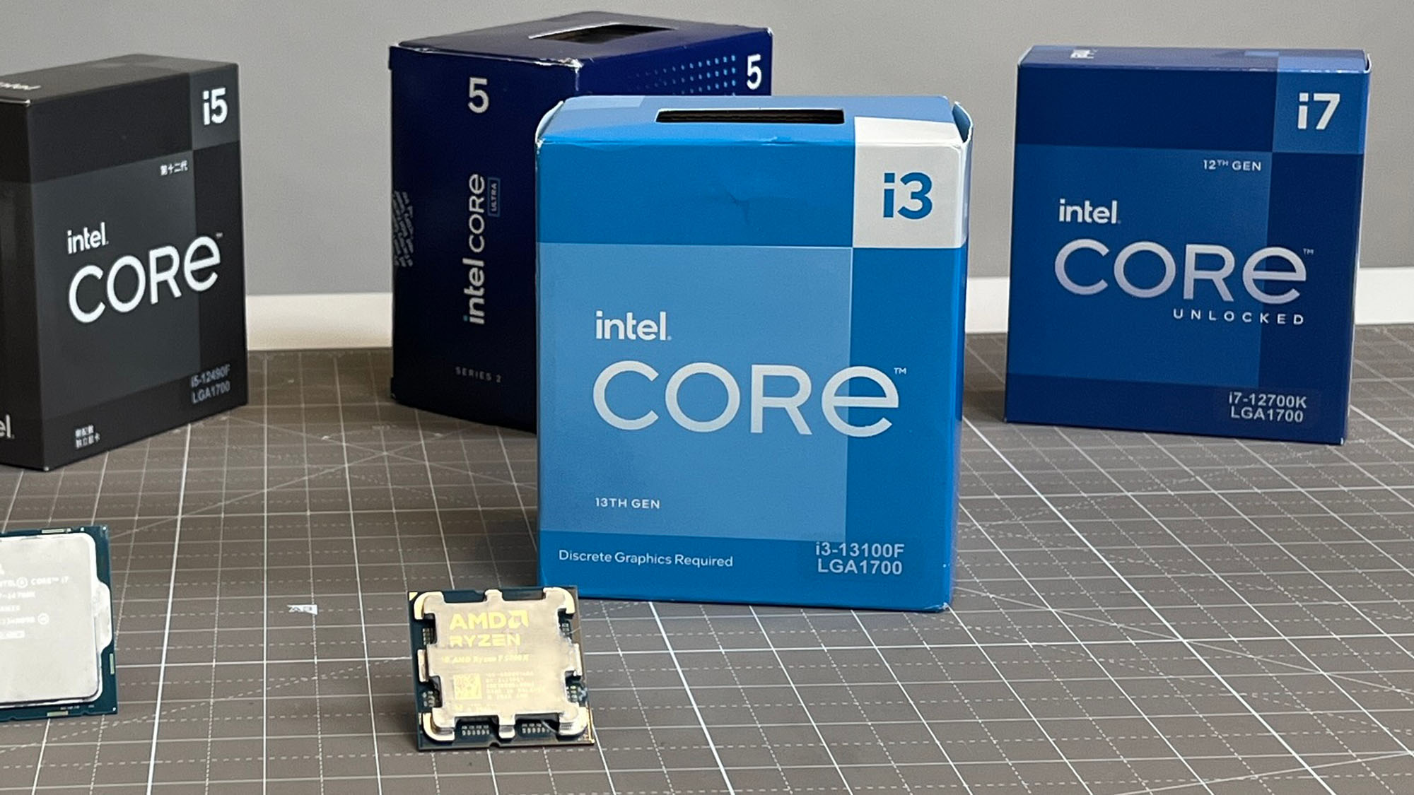A collection of processors on a desk