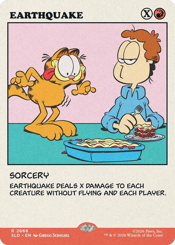 Garfield on a Magic: The Gathering card